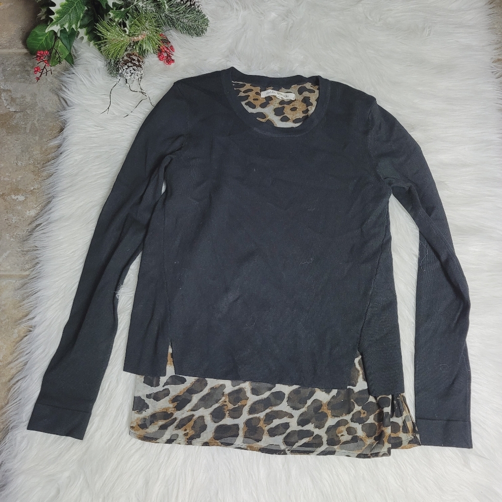 Robbi & Nikki Long Sleeve Black Animal Print Shirt